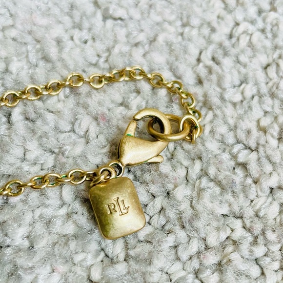 Lauren Ralph Lauren 90's Y2K Matte Gold Dangle Charm Necklace Earring Set Work - Picture 6 of 10